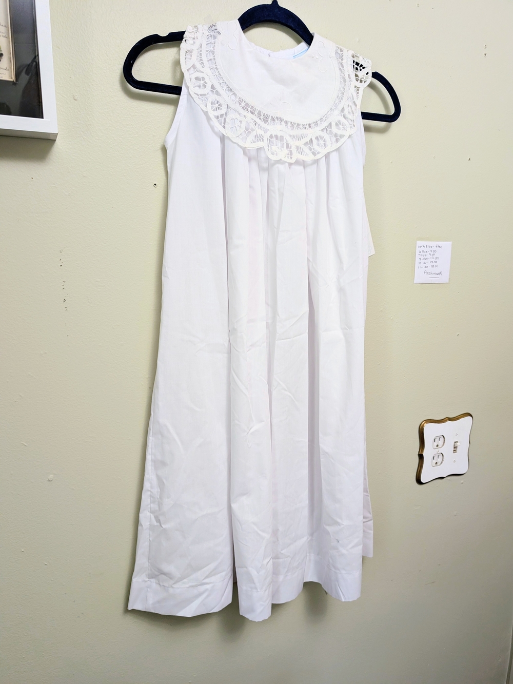 Chabre' White Lace Collar Sleeveless Kids Dress-sz 7-NWTS